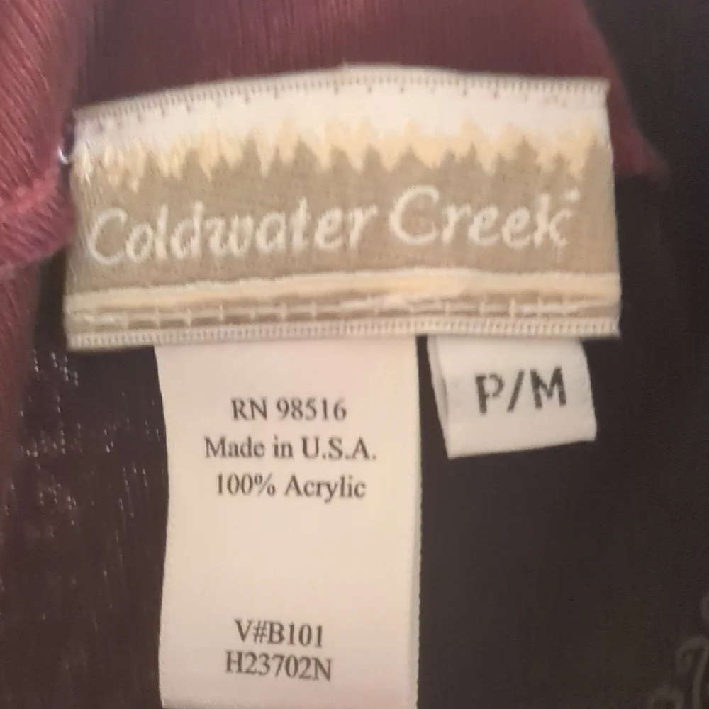 Coldwater Creek Burgundy Embroidered Button Front Cardigan Jacket PM